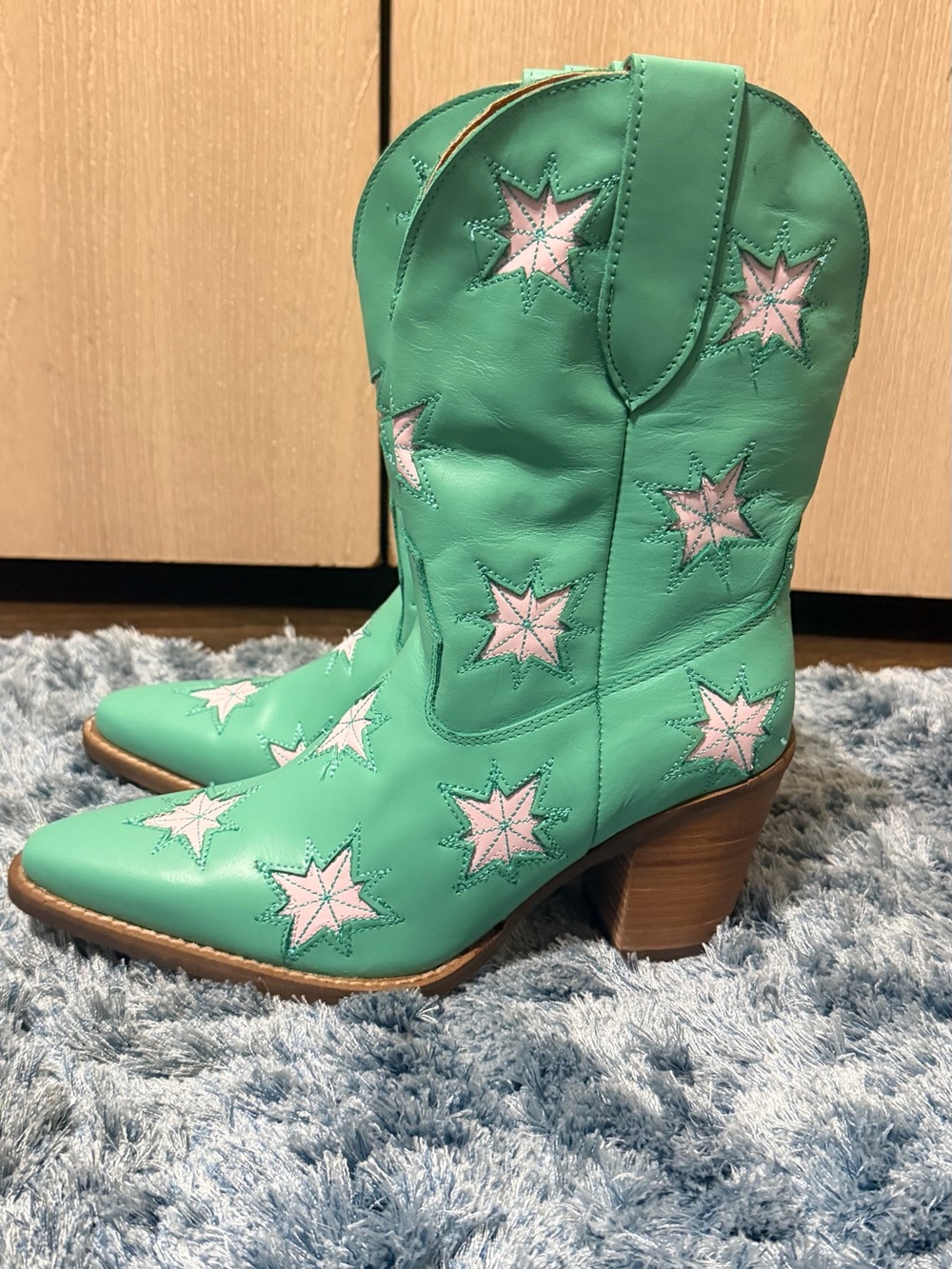 NWT Dingo Starburst DI2248 Green White Star Leather Cowboy Boots Size 7M - Picture 4 of 15